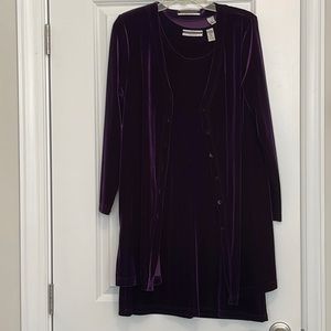 Purple velvet dress with jacket.